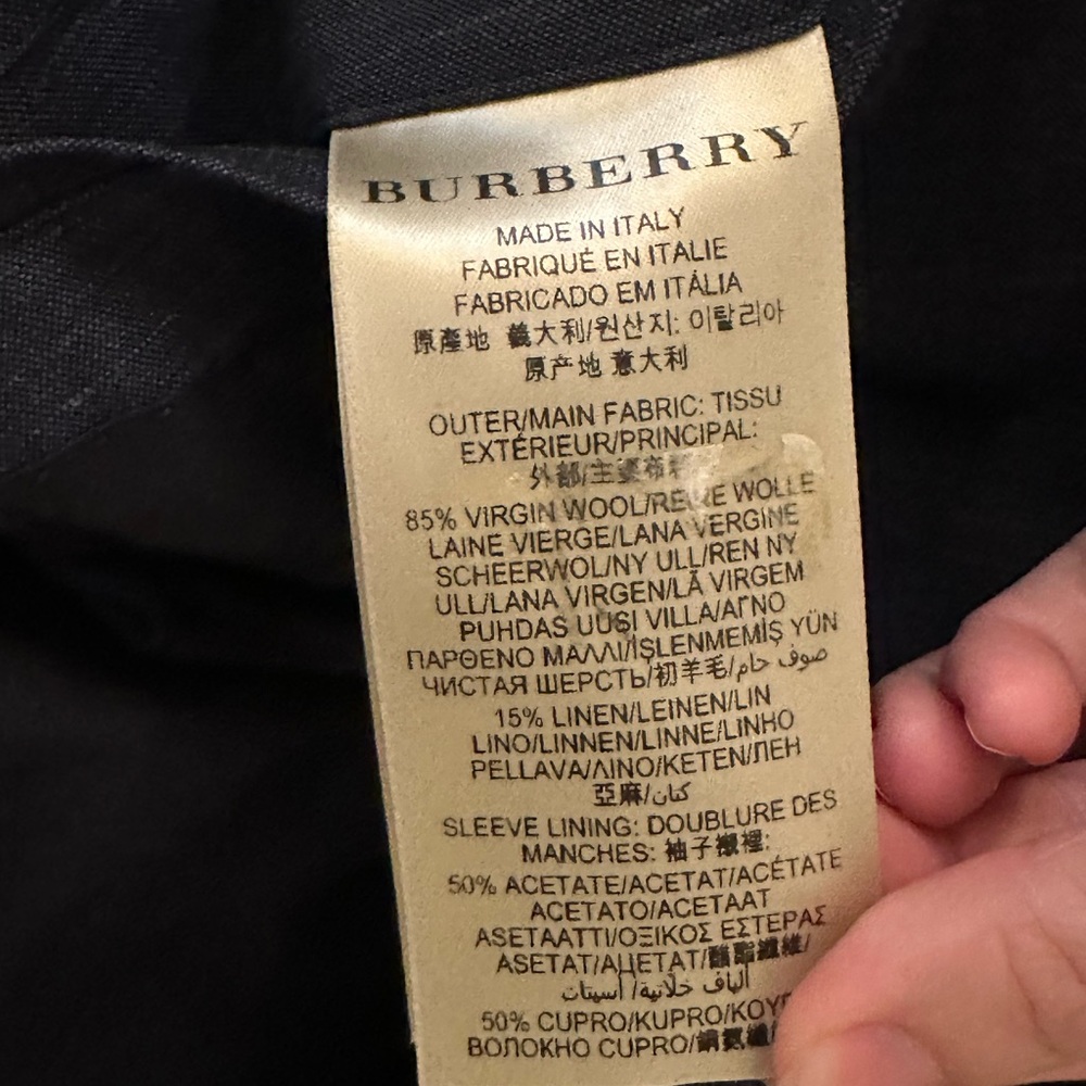 Burberry London Blazer 40R Made in Italy – Wool Linen Blend Navy Suit Jacket - Picture 8 of 8